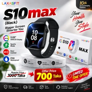 LAXASFIT S10 Max Premium Smartwatch – Black Edition