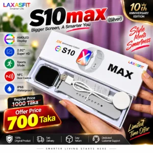 LAXASFIT S10 Max Premium Smartwatch – Silver Edition